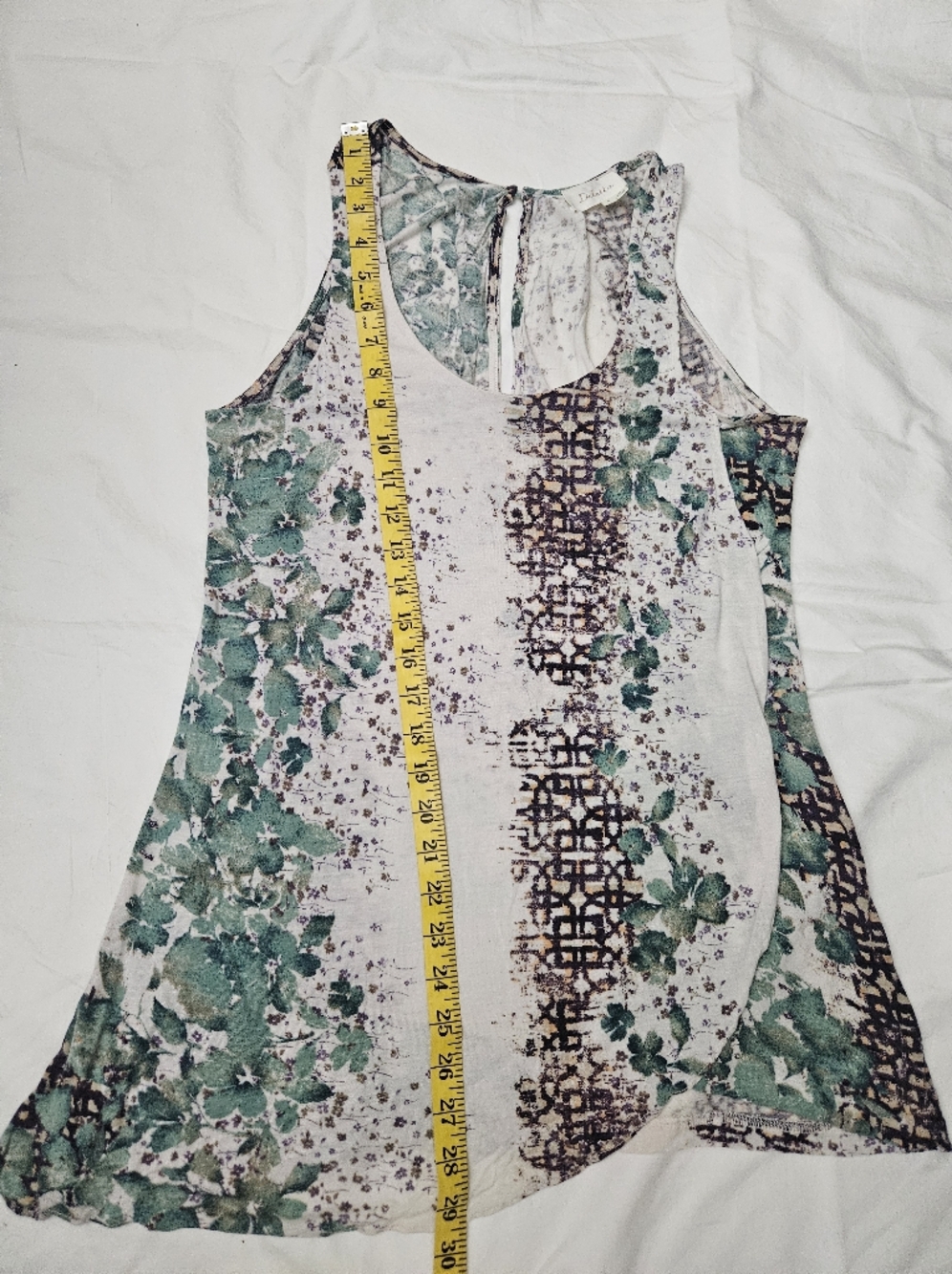 Anthropologie Deletta floral Tulip Hem Tank Sz Medium Keyhole Back - Picture 9 of 9